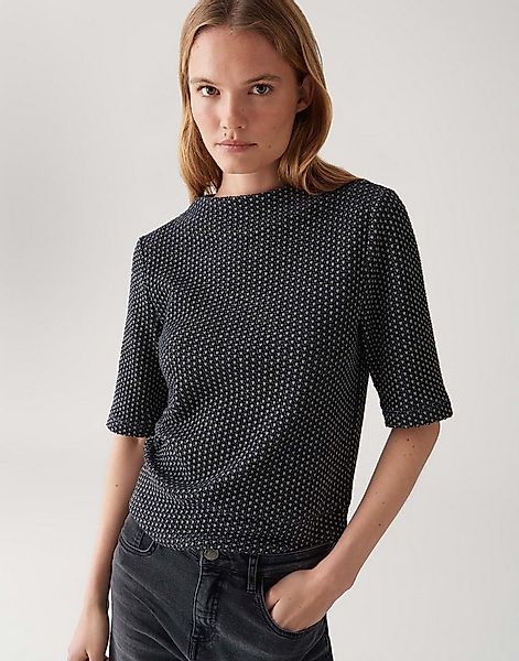 OPUS Kurzarmshirt SAWIRA in Strickoptik Funnel Neck, zweifarbiges Muster, s günstig online kaufen