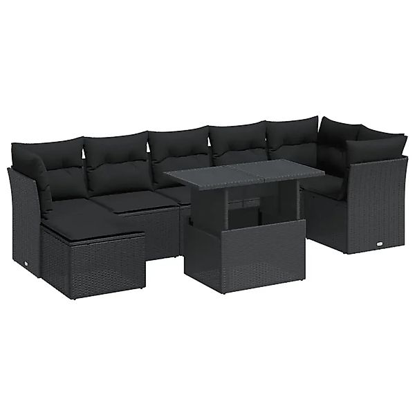 vidaXL 8-Tlg Garten-Sofagarnitur mit Kissen Schwarz Poly Rattan 3326196 günstig online kaufen