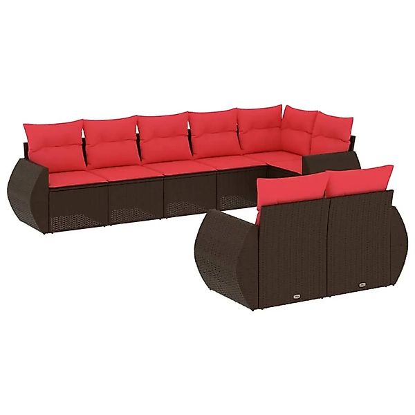 vidaXL 8-Tlg Gartensofa-Set mit Kissen Braun Polyrattan 3221623 günstig online kaufen