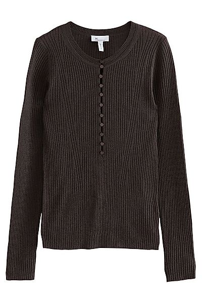 Next Strickpullover Gerippter Henley-Pullover aus 100 % Merinowolle (1-tlg) günstig online kaufen