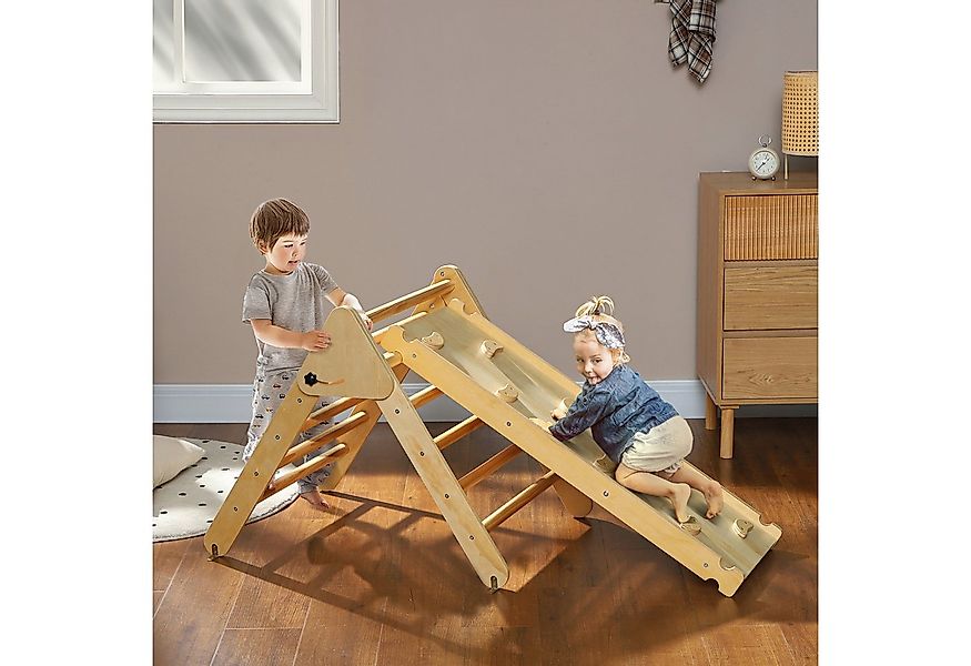 AIYAPLAY Klettergerüst 2 in 1 Set mit Rutsche, aus Holz, (Kletterspielzeug, günstig online kaufen