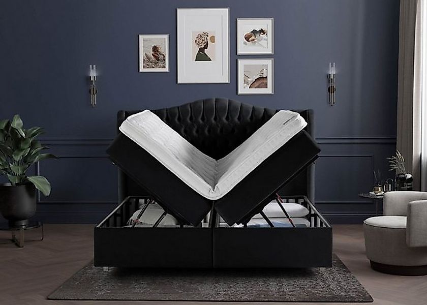 BettCo Stauraumbett Boxspringbett mit Bettkasten Maison (in Schwarz Samt, 1 günstig online kaufen