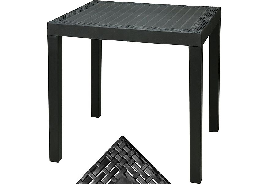 Progarden Gartentisch Terrassentisch Anthrazit Rattanoptik 78,5x65cm Wetter günstig online kaufen