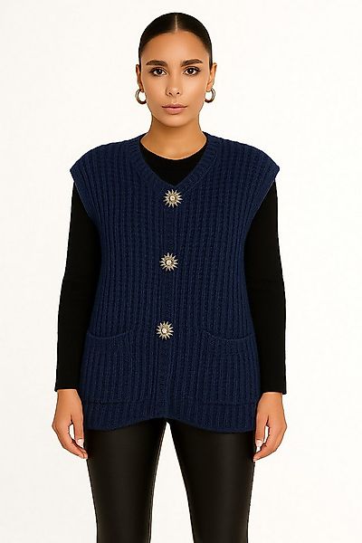 Worldclassca Strickweste WORLDCLASSCA Oversize Strickweste Ärmellos Dick Pu günstig online kaufen