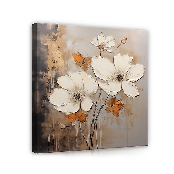 Wallarena Leinwandbild Blumen Gold Abstrakt Kunst günstig online kaufen