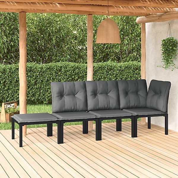 vidaXL Sofaelement 4-tlg. Garten-Lounge-Set Schwarz und günstig online kaufen