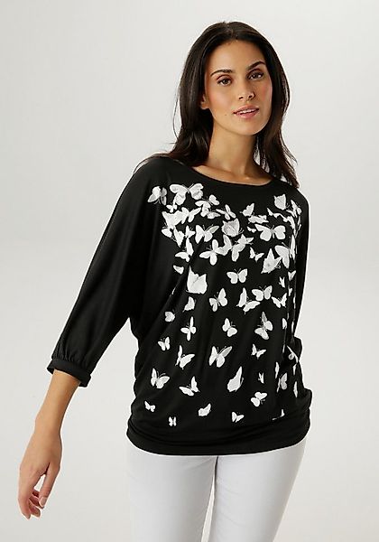 Aniston SELECTED T-Shirt vorne mit filigranen Schmetterlingen bedruckt - NE günstig online kaufen