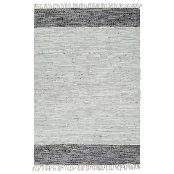 Handgewebter Chindi-teppich Leder 80x160 Cm Grau günstig online kaufen