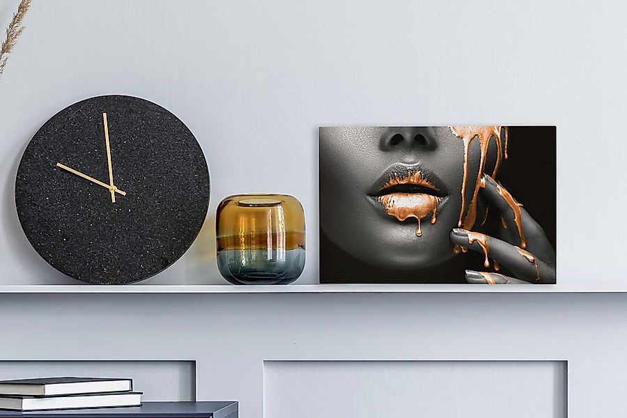 OneMillionCanvasses® Leinwandbild Lippen - Orange - günstig online kaufen