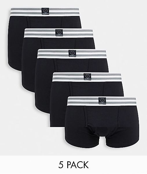 Le Breve – 5er-Pack Unterhosen in Schwarz mit Bund in Weiß günstig online kaufen