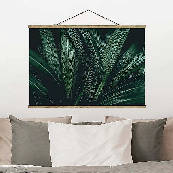 Stoffbild Blumen mit Posterleisten - Querformat Grüne Palmenblätter günstig online kaufen