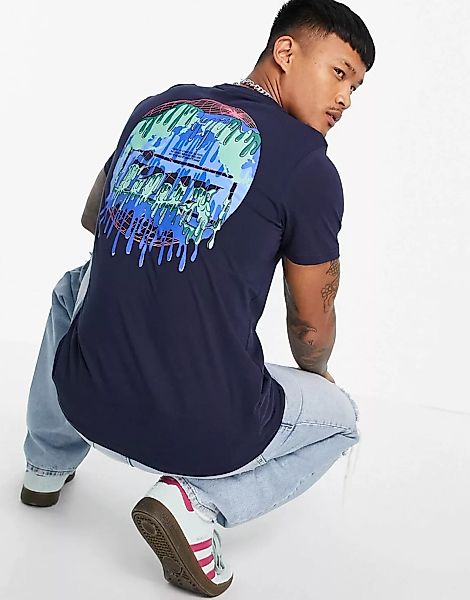 Friend or Faux – Extinction – T-Shirt in Marineblau mit Print-Weiß günstig online kaufen