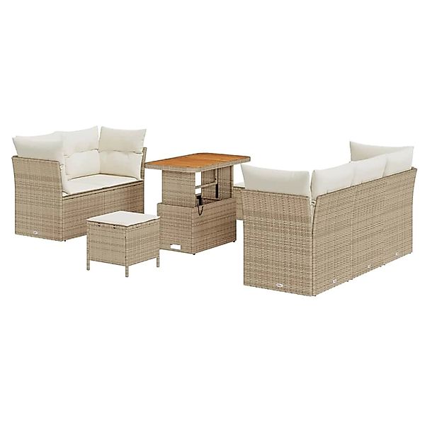 vidaXL Garten-Sofa-Set Höhenverstellbar 8-Tlg Beige Poly Rattan 3361431 günstig online kaufen