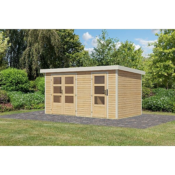 Karibu Gartenhaus Alfredo A Naturbelassen/Weiß 209 x 400 x 213 cm günstig online kaufen