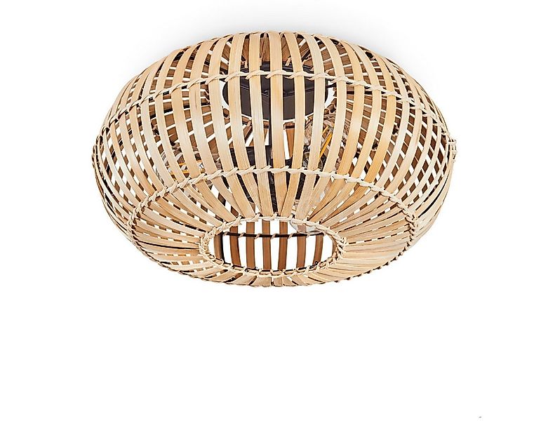 hofstein Deckenleuchte moderne Deckenlampe aus Metall/Bambus in Schwarz/Nat günstig online kaufen