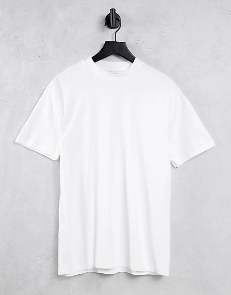 River Island – Schmal geschnittenes, hochgeschlossenes T-Shirt in Weiß günstig online kaufen