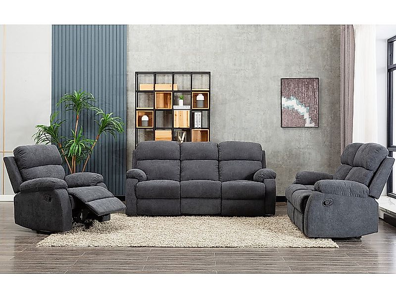 Relaxsofa 3-Sitzer - Stoff - Anthrazit - TOLZANO günstig online kaufen