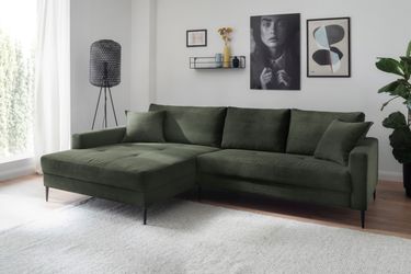 Trends by HG Ecksofa "Summer L-Form" in Cord-Stoff mit Metallfuß günstig online kaufen