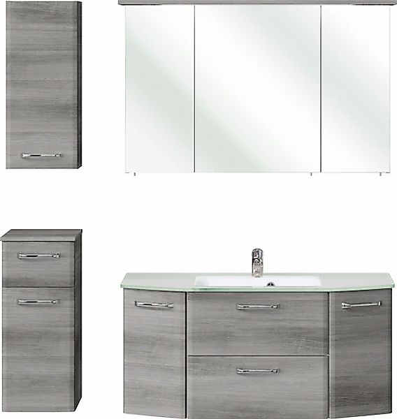 Saphir Badmöbel-Set »Quickset 4-teilig, Glaswaschtisch und LED-Spiegelschra günstig online kaufen