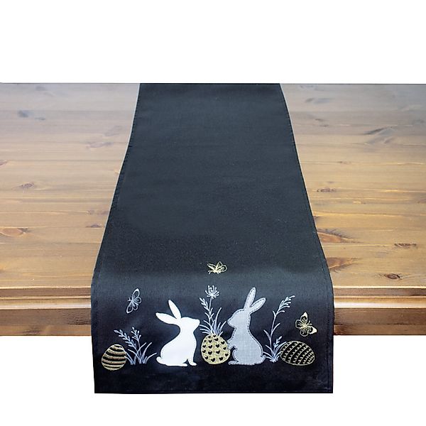 Delindo Lifestyle Tischdecke Mitteldecke/Tischläufer Osterhase schwarz günstig online kaufen