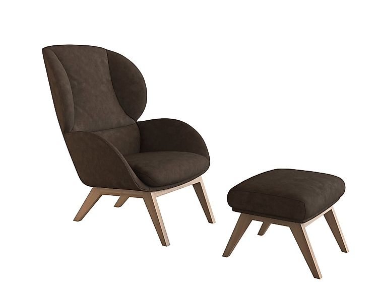 FLEXLUX Polsterhocker "Adria" Fuß Eiche, Fußhocker für Ohrensessel günstig online kaufen