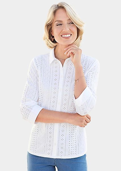 GOLDNER Hemdbluse Hemdkragenbluse aus feiner Spitze günstig online kaufen
