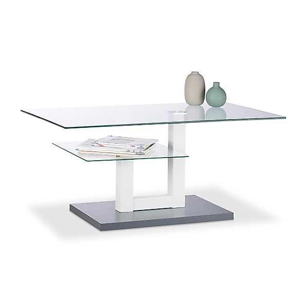 relaxdays Couchtisch Glas mit Ablage günstig online kaufen
