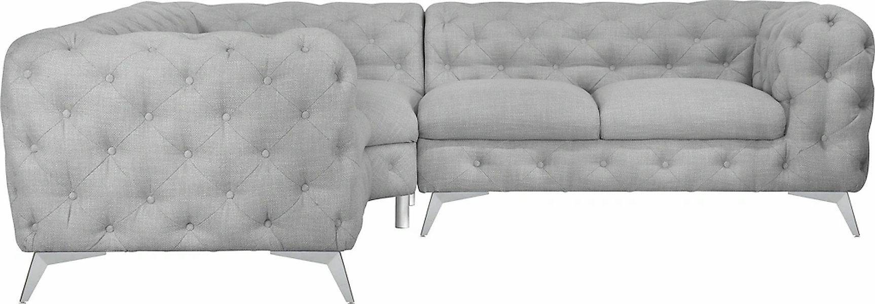 Leonique Chesterfield-Sofa "Ecksofa GLYNIS L-Form mit Wellenunterfederung, günstig online kaufen