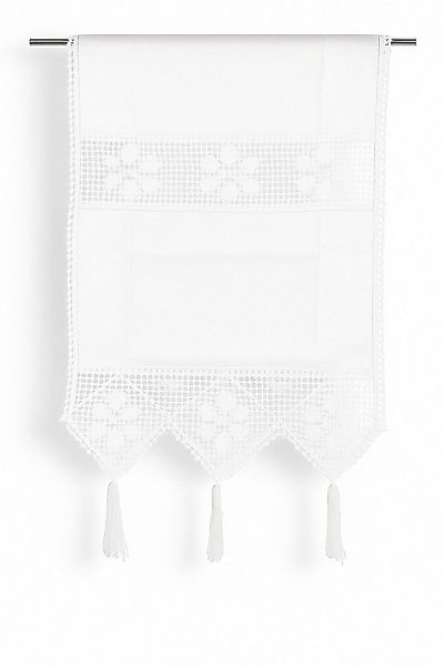 Clever-Kauf-24 Scheibengardine Fenster-Tür-Behang Siebleinen mit Häkeleinsa günstig online kaufen