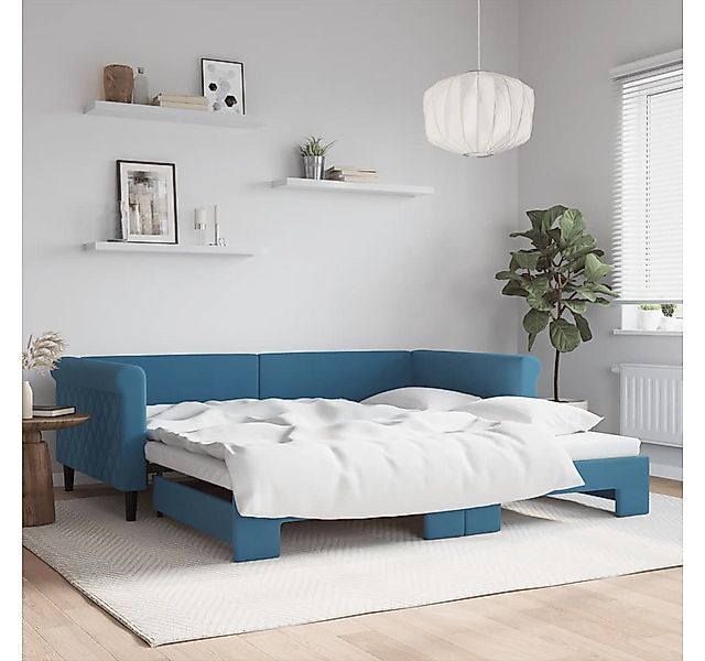 vidaXL Bett, Tagesbett Ausziehbar Blau 100x200 cm Samt günstig online kaufen