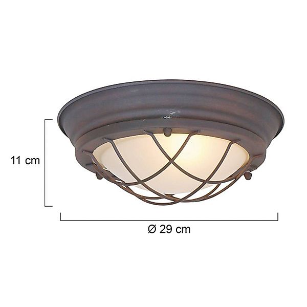 Deckenleuchte Lisanne, braun, Ø 29 cm, Metall, Glas, E27 günstig online kaufen