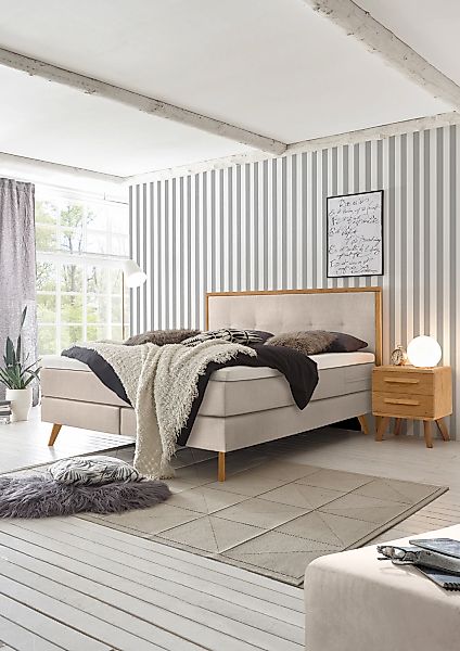 HASENA Boxspringbett »Nordic« modernes Design, Nordic Bett, gestepptes Kopf günstig online kaufen