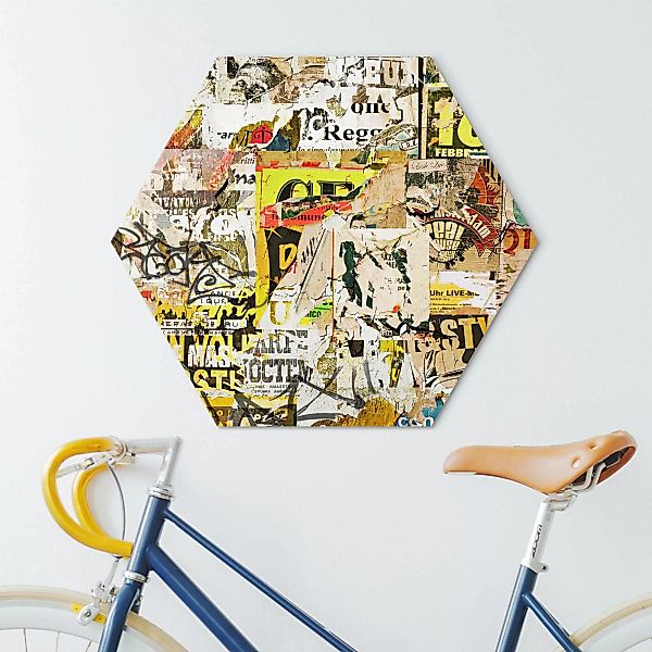 Hexagon-Alu-Dibond Bild Alte Plakatwand II günstig online kaufen