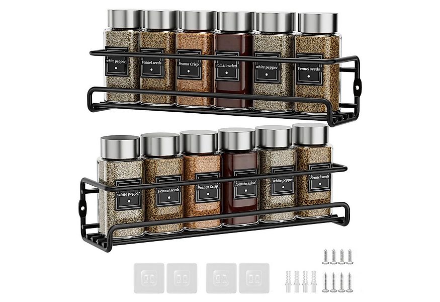 Venkuber Gewürzregal Wandgewürzregal 2er-Set hängender Metall-Gewürzhalter, günstig online kaufen