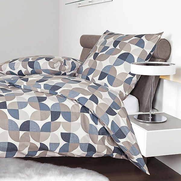 Janine Feinbiber Bettwäsche Davos 65121-02 Denim weiß blau 135x200 günstig online kaufen