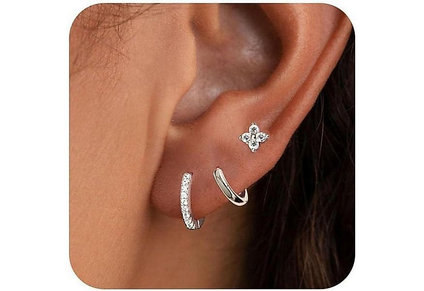 LuxusKollektion Ohrring-Set Ohrringe Silber 925 14K Vergoldet Damen Klein C günstig online kaufen