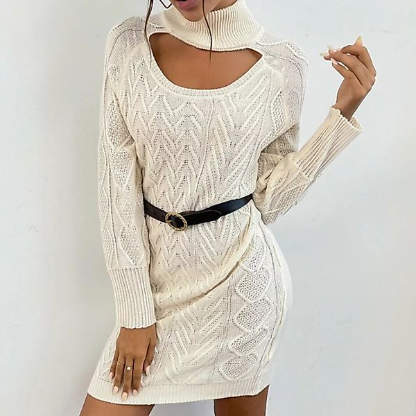 RUZU UG Abendkleid Damen kleid einfarbiges Pulloverkleid Bankettkleid Etui- günstig online kaufen