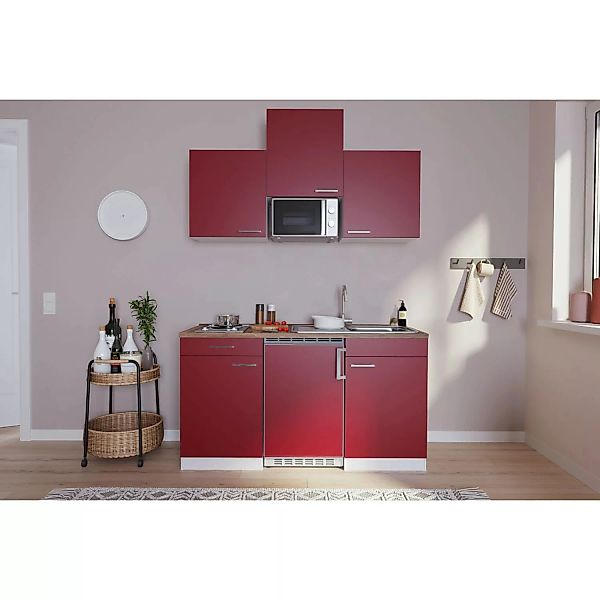 Respekta Küchenzeile KB150WRMI 150 cm Rot-Weiß Glänzend günstig online kaufen