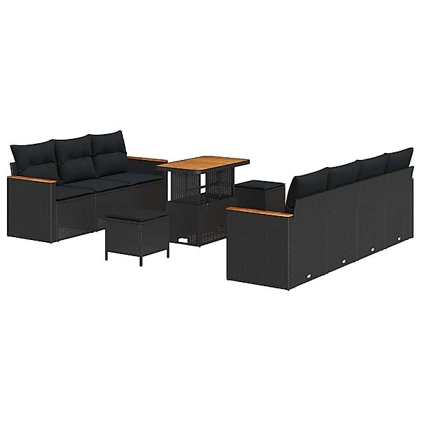 vidaXL Garten-Sofa-Set mit Kissen 10-Tlg Schwarz Poly Rattan 3363009 günstig online kaufen