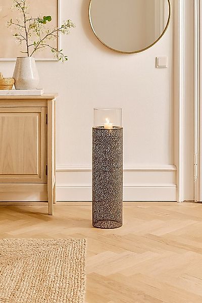 moebel-direkt-online Standkerzenhalter Aus Metall mit einem großen Glasaufs günstig online kaufen