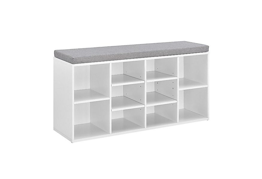 en.casa Schuhregal, »Ymir« mit Sitzbank und Sitzkissen 103x30x48cm Weiß günstig online kaufen