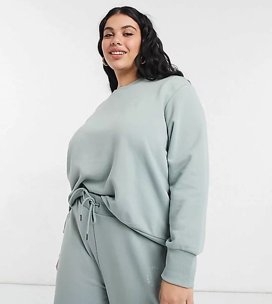 Noisy May Curve – Oversize-Pullover in Salbeigrün, Kombiteil-Grau günstig online kaufen