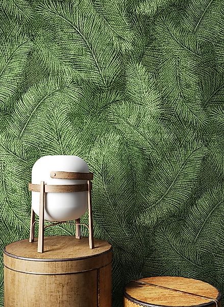 Newroom Vliestapete Gazali Green Tapete Mustertapete Dschungel,Palmen,Blätt günstig online kaufen