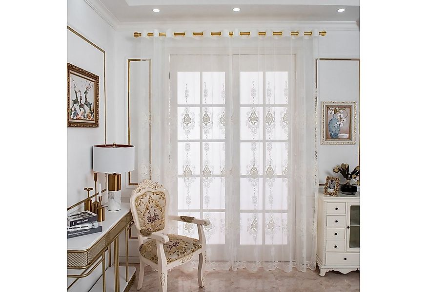 BTTO V&G Gardine Voile Vorhänge (2 St), Ösen, halbtransparent, Stickerei günstig online kaufen