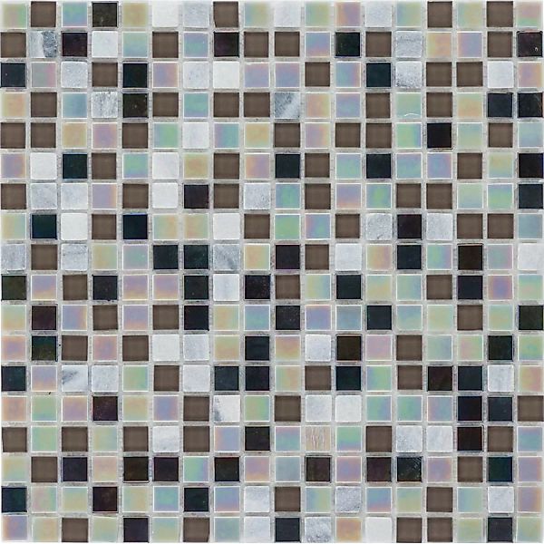 Mosaikmatte Glas Stein Black Grey Perlmut 30 cm x 30 cm günstig online kaufen