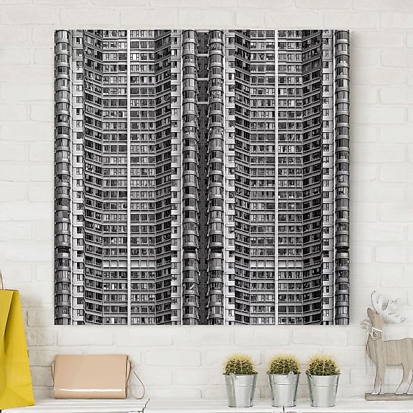 Leinwandbild Schwarz-Weiß - Quadrat Skyscraper günstig online kaufen