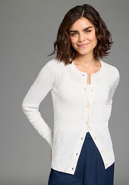 Laura Scott Strickjacke mit Zopfstrickmuster und Knopfleiste günstig online kaufen