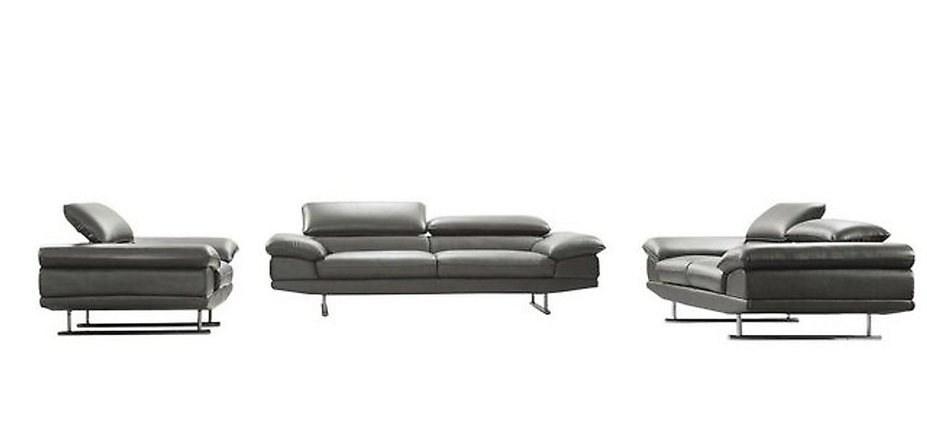 Salottini Polstergarnitur Sofagarnitur Bassano Leder 3/2/1 Dolphin-Grey Pol günstig online kaufen