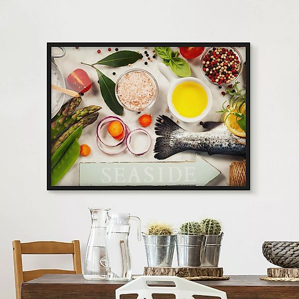 Bild mit Rahmen Küche - Querformat Seaside günstig online kaufen