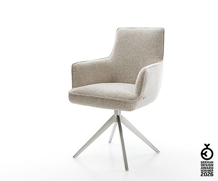 Drehstuhl Heira-Flex mit Armlehnen Webstoff Soft Beige Kreuzgestell breit E günstig online kaufen